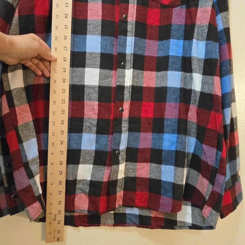 Elixir Flannel Shirt Mens XXL Red Blue Black Plaid Cotton Long Sleeve - Picture 8 of 10